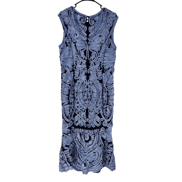 JS Collections Women's Soutache Flare Hem Midi Dress - 14 - Picture 6 of 9